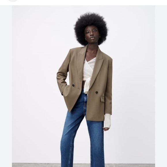 Zara Oversized Double Breasted Blazer in khaki - Picture 1 of 8